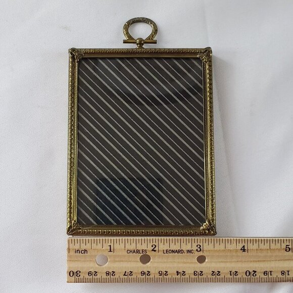 Antique Brass Ornate Standing Picture Frame With Velvet Backing & Easel Stand - Picture 10 of 10